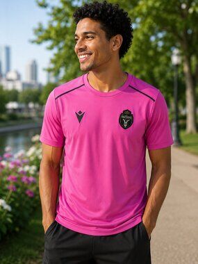 Macron York United FC Pink Soccer Jersey Men's Large Performance Athletic Shirt